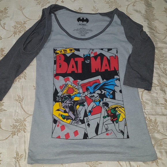 Cold Shoulder Batman Raglan Tee - Picture 2 of 4